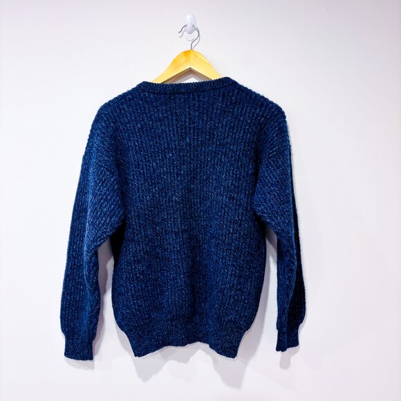 TWIK by SIMONS Navy Wool Sweater Textured Knit Cozy Crewneck | Small * - Picture 8 of 8